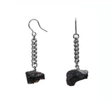 Keep Me Hanging Black Tourmaline Short Earrings Silver