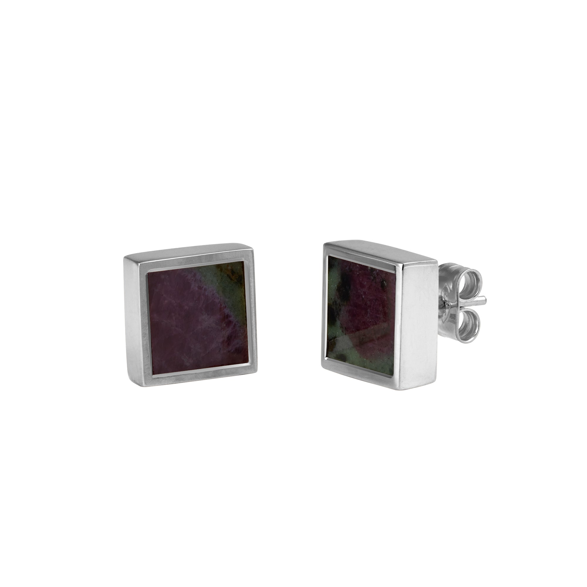 Mondrian Stud Earrings Ruby Zoisite