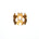 Product image of the MMM Polished Gold Vermeil Ring by Märta Larsson, displayed against a white background. This bold 10 mm statement ring in polished 24 carat gold vermeil on recycled sterling silver features a repeating “M” logo design. A handcrafted designer silver ring ideal for pairing with luxury accessories or styling with silk kaftan dresses.