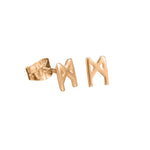 Signature Polished Gold Earrings by Märta Larsson with crisp M logo design in gold vermeil. Minimalist gold stud earrings handcrafted in Stockholm — sharp, modern, and versatile.