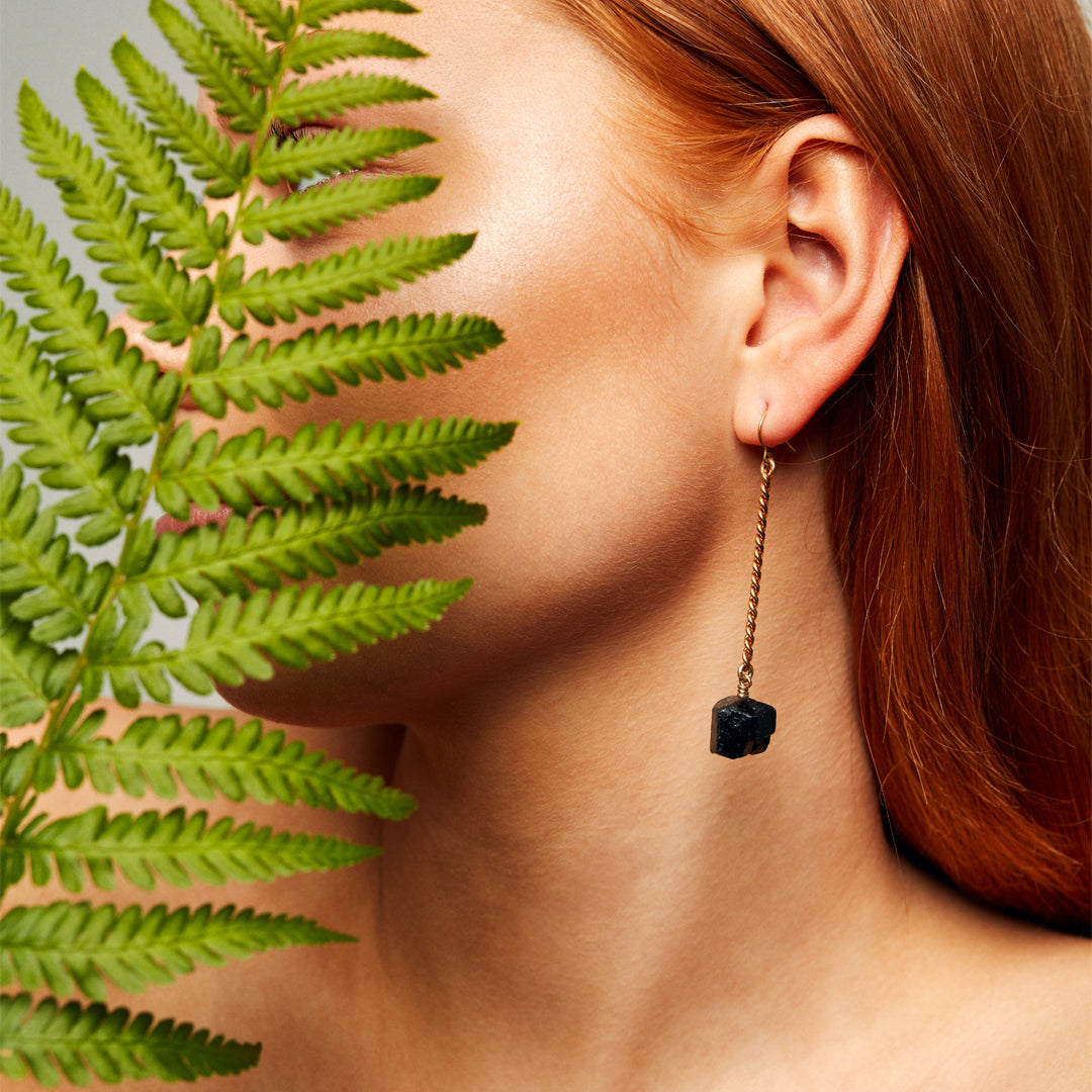 Keep Me Hanging Black Tourmaline Earrings