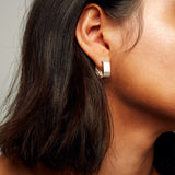 Signature Creole Brushed Silver Earrings