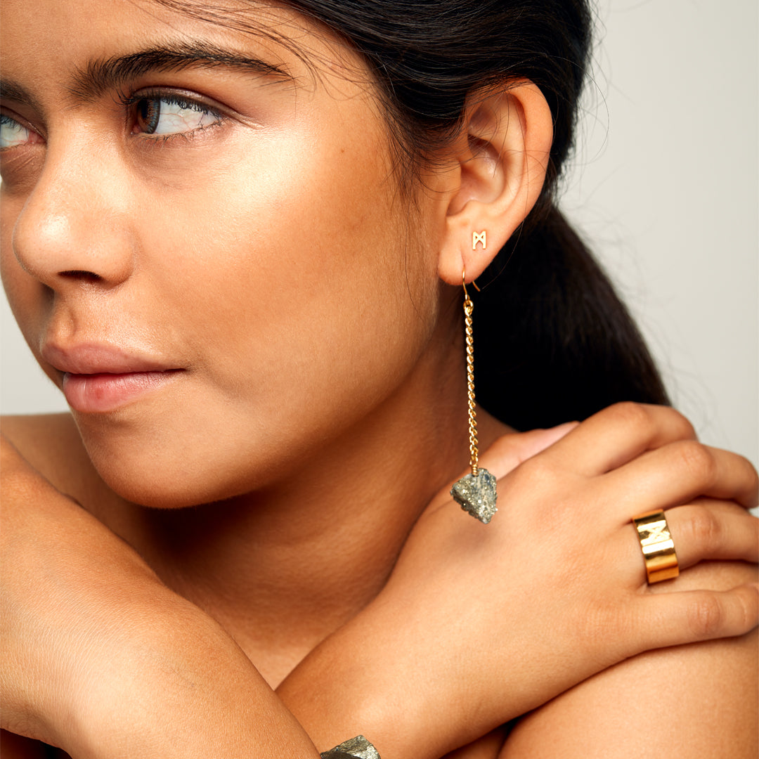 Keep Me Hanging Calcite Pyrite Earrings