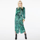 Harry Malachite Midi Silk Shirt Dress