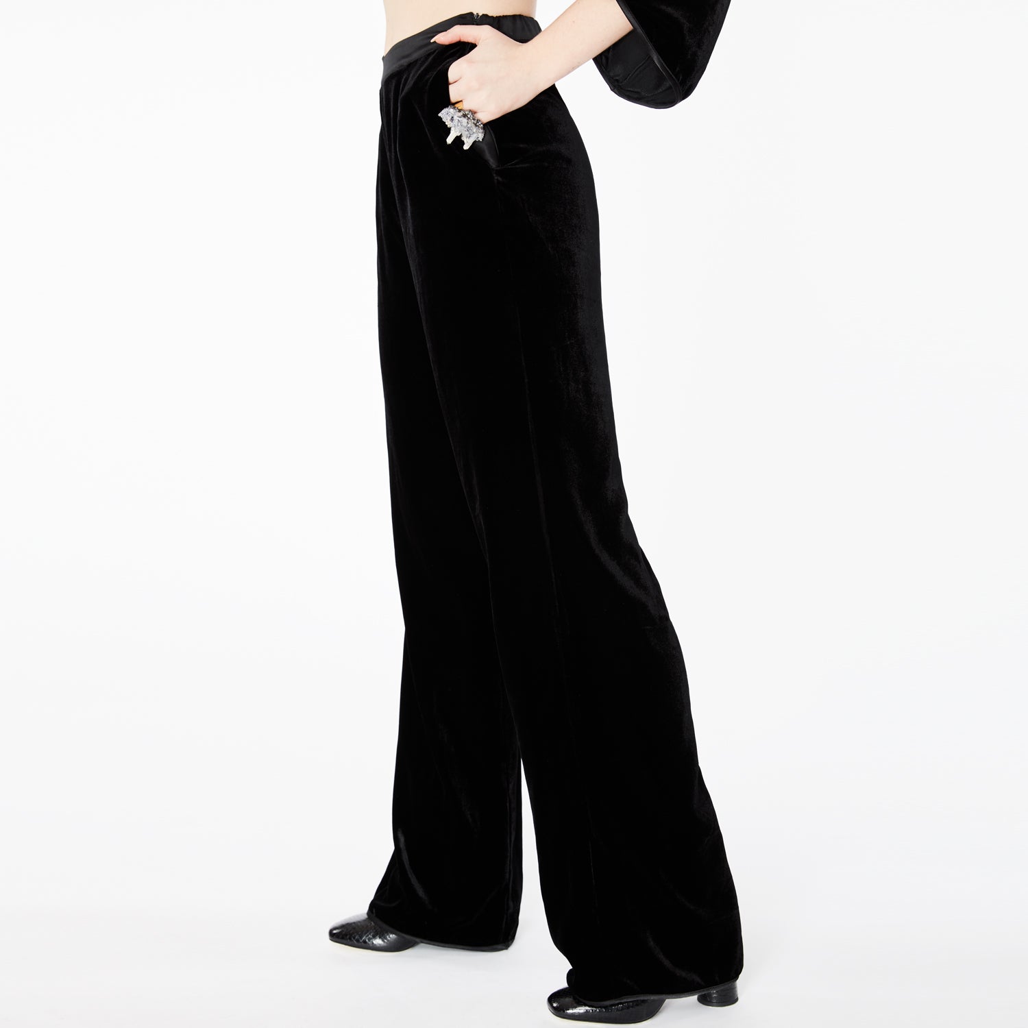 Jagger Black Velvet Wide Pants