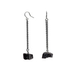 Keep Me Hanging Black Tourmaline Earrings Silver