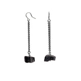 Keep Me Hanging Black Tourmaline Earrings Silver