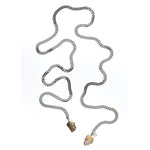 Tie Me Up Calcite Pyrite Necklace by Märta Larsson in silver with rugged quartz pendants. Raw quartz necklace styled for modern clarity and layered impact.