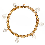 Collar Rough Quartz Necklace by Märta Larsson with raw clear quartz pendant on gold-plated collar chain. Handcrafted statement necklace with natural clarity and sculptural elegance.