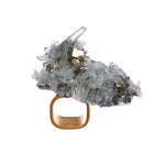 Art Ring Special Edition Quartz by Märta Larsson in gold vermeil with raw clear quartz crystal. Oversized statement ring with luminous gemstone and polished gold band — handcrafted in Stockholm.