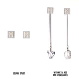 The “M” Convertible Quartz Earrings