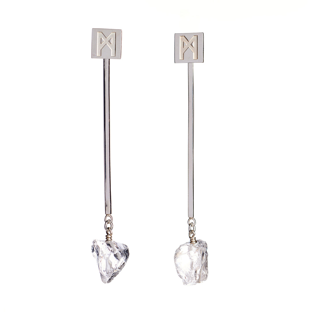 The “M” Convertible Quartz Earrings