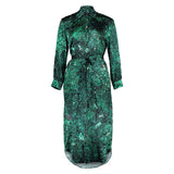 Harry Malachite Midi Silk Shirt Dress