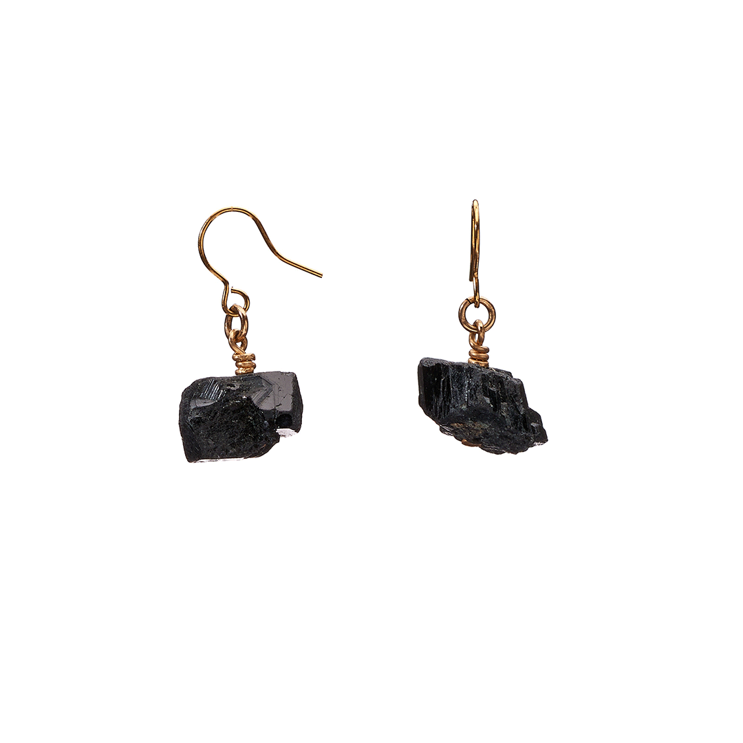 The Raw One Black Tourmaline Earrings