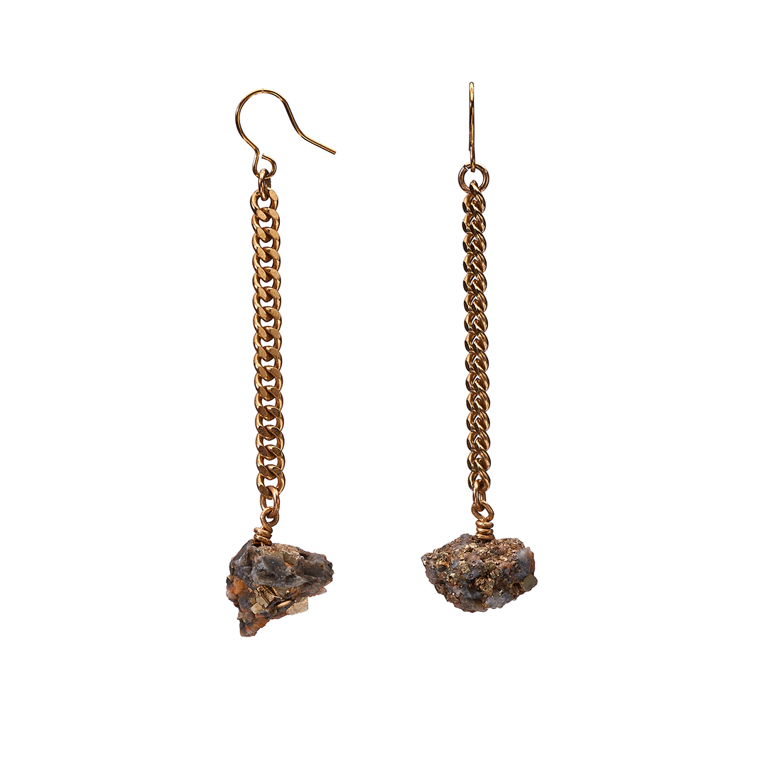 Keep Me Hanging Calcite Pyrite Earrings