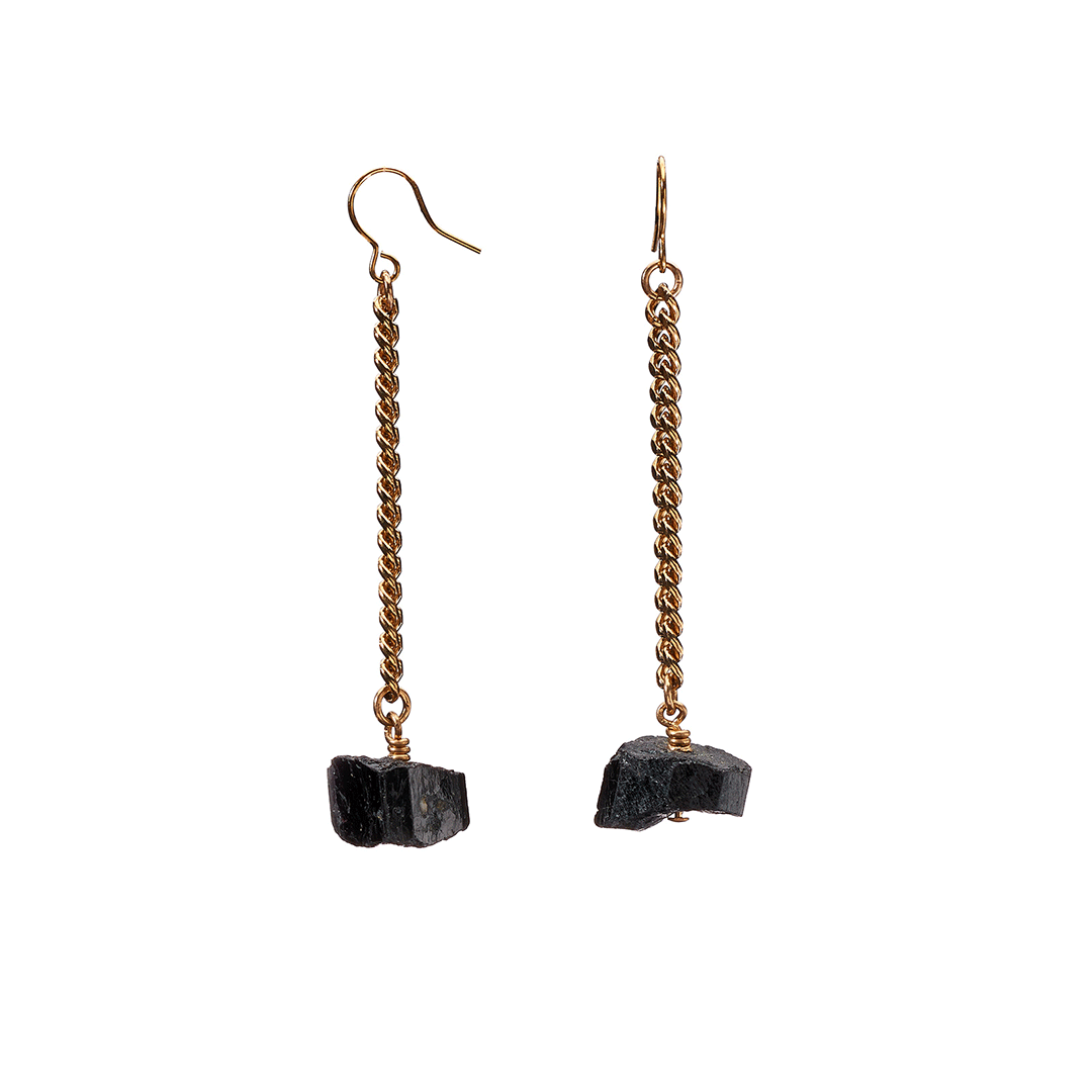 Keep Me Hanging Black Tourmaline Earrings