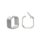 Signature Creole Brushed Silver Earrings by Märta Larsson displayed with open clasp. Brushed silver earrings in signature square shape — handcrafted and versatile.