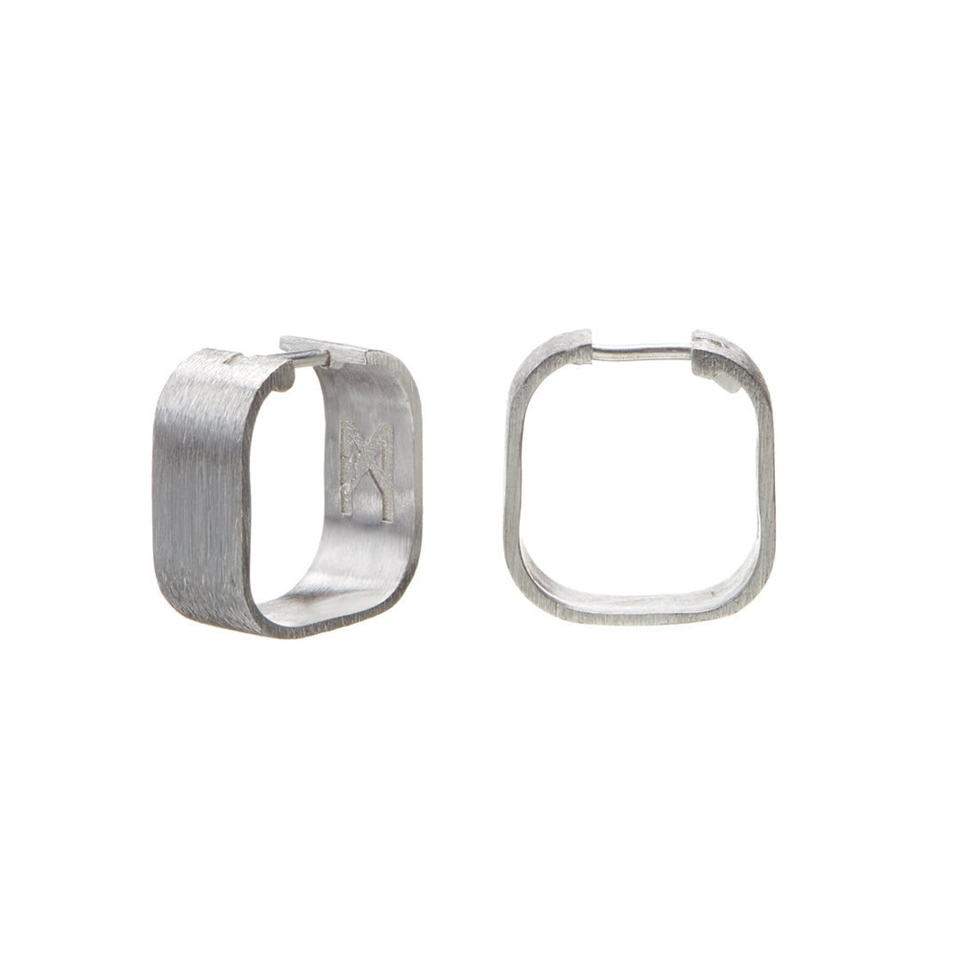 Signature Creole Brushed Silver Earrings