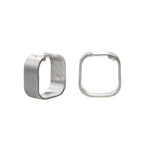 Signature Creole Brushed Silver Earrings by Märta Larsson in recycled sterling silver. Square hoop earrings with matte brushed finish — minimalist, modern, and handcrafted in Stockholm.