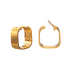 Signature Creole Brushed Gold Earrings by Märta Larsson in 18k gold vermeil. Square hoop earrings with matte brushed finish — minimalist, modern, and handcrafted in Stockholm.