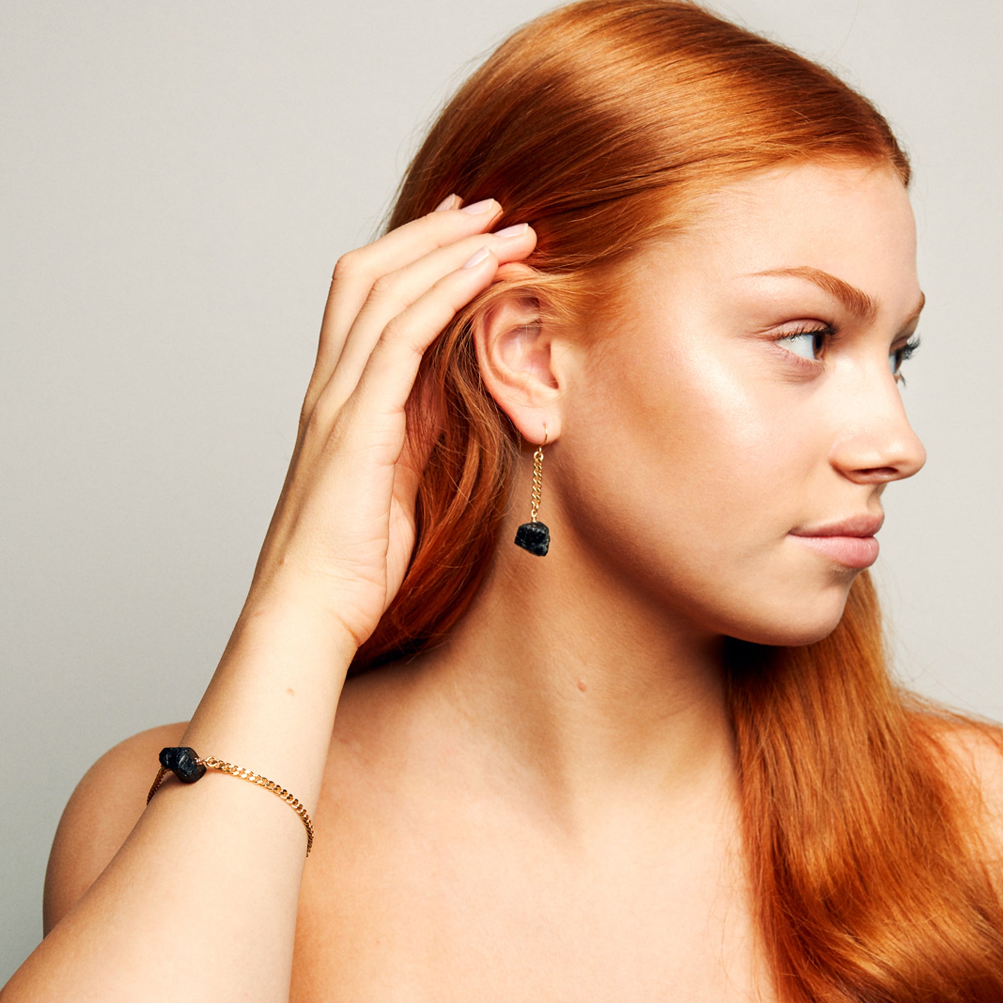 Keep Me Hanging Black Tourmaline Short Earrings