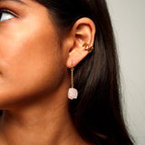 Keep Me Hanging Rose Quartz Short Earrings