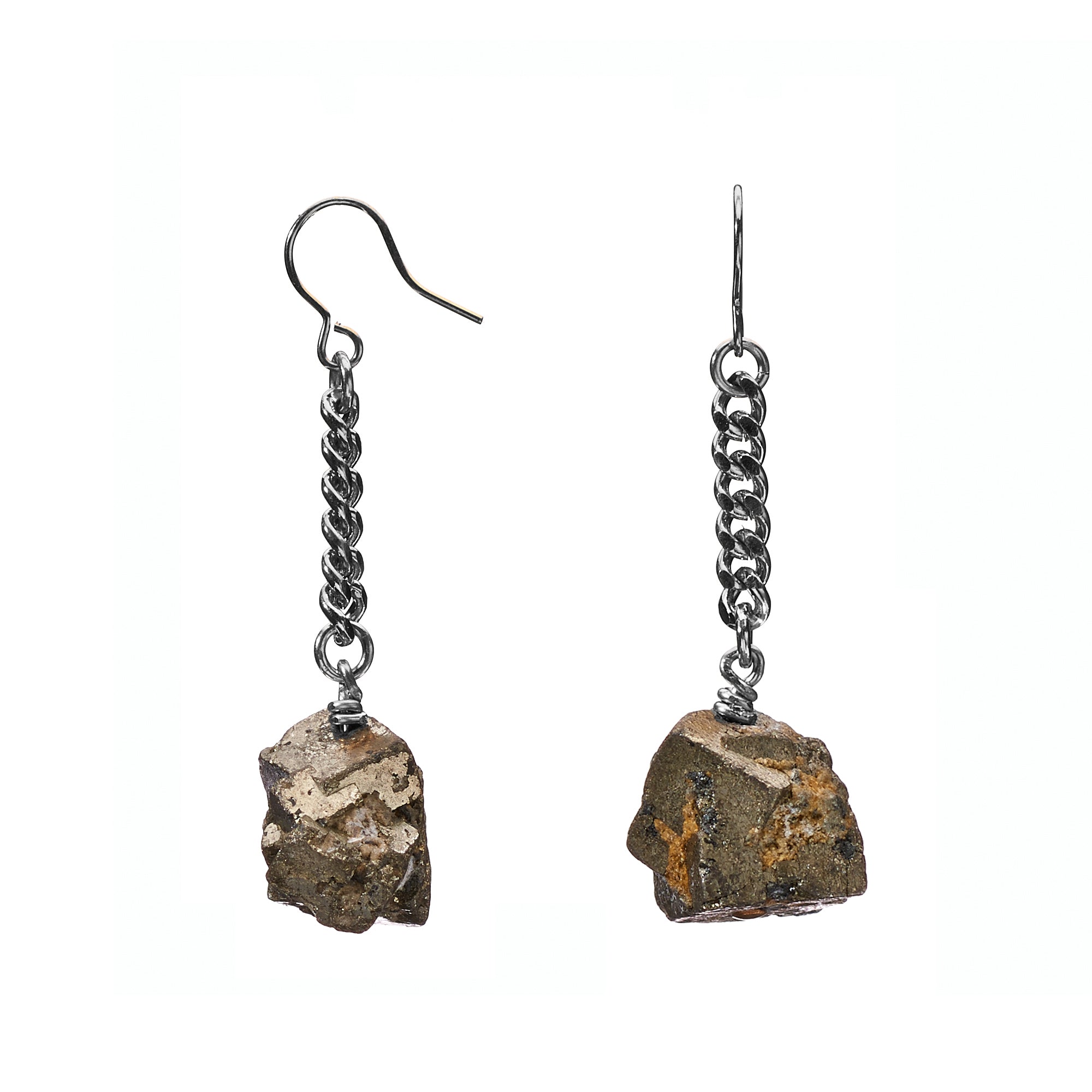 Keep Me Hanging Pyrite Short Earrings