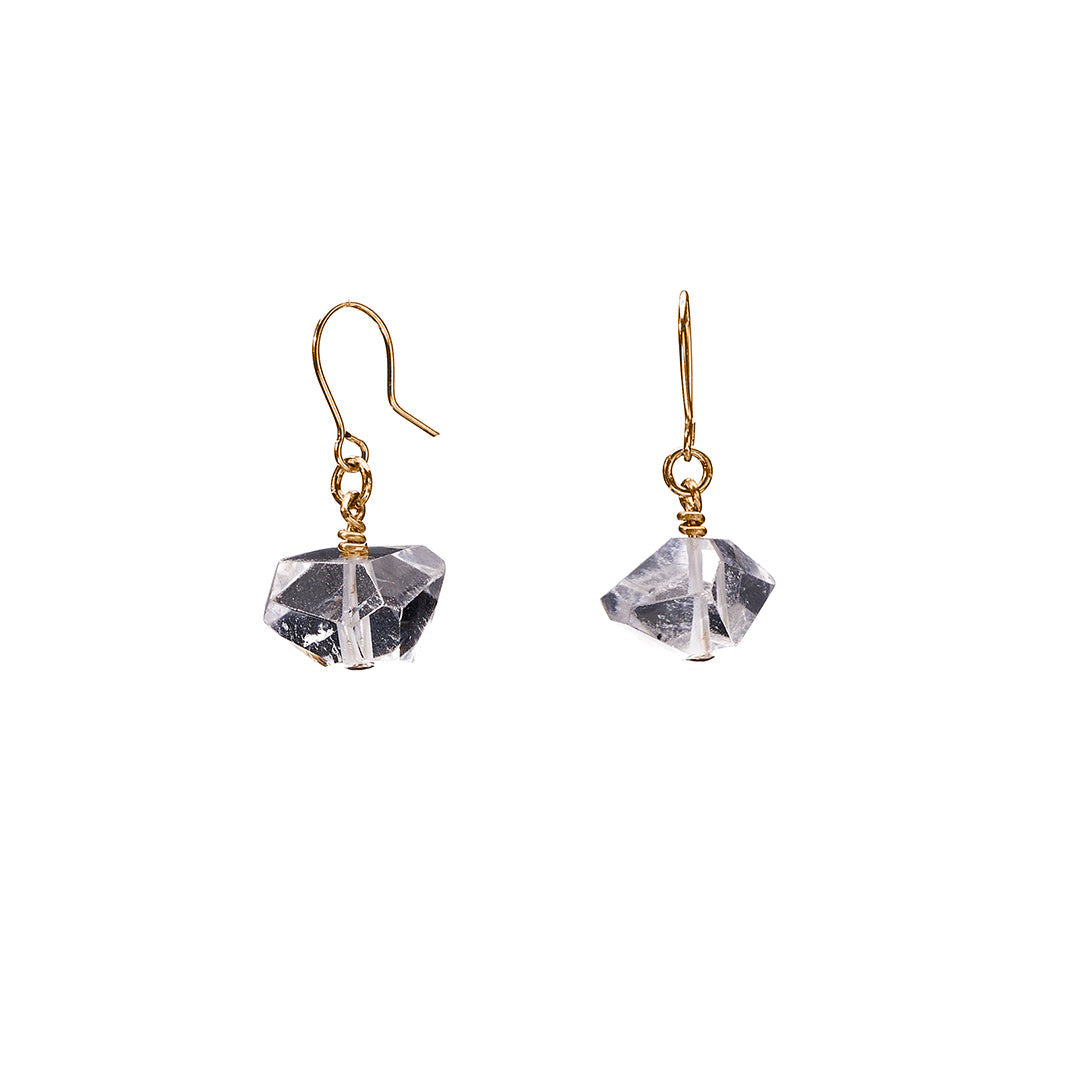 The Raw One Clear Quartz Earrings Gold