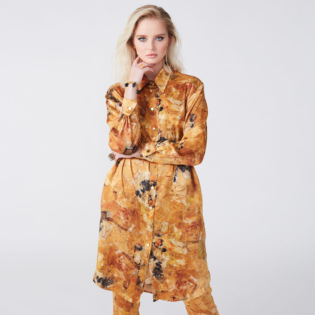 Carte Blanche Yellow Fluorite Shirt Dress