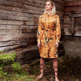 Carte Blanche Yellow Fluorite Silk Shirt Dress