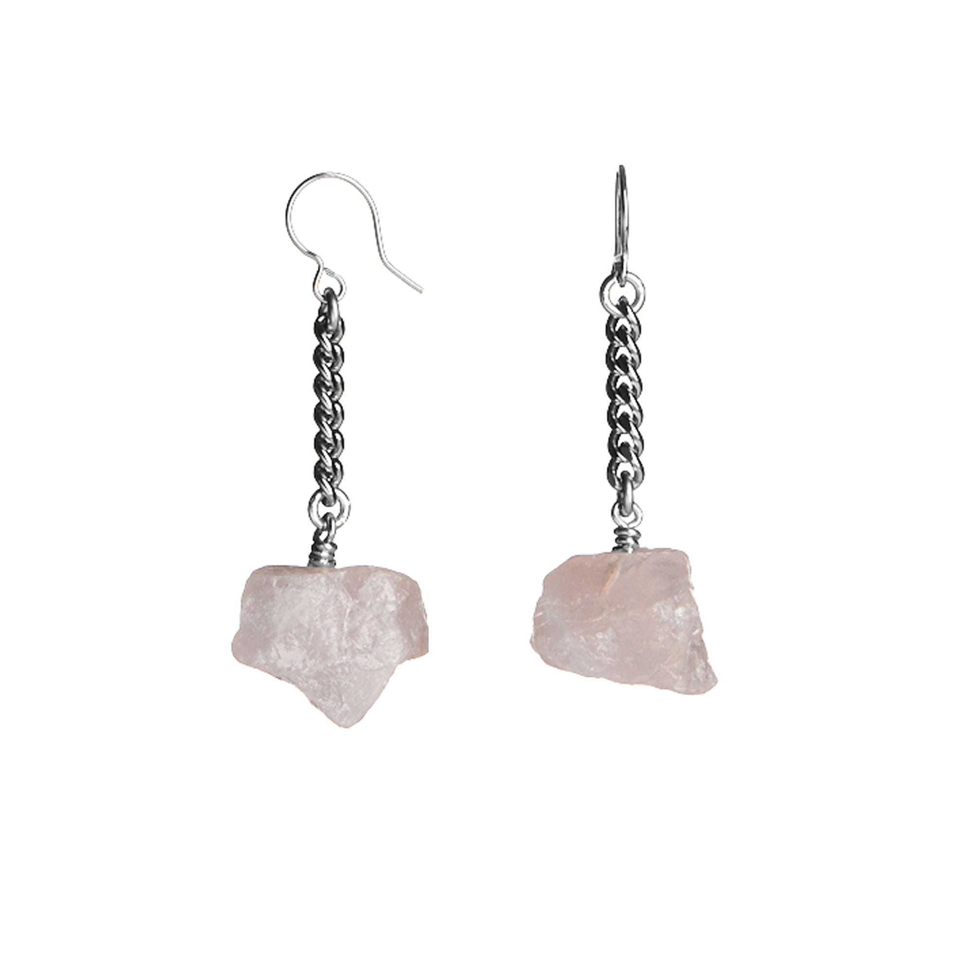 Keep Me Hanging Rose Quartz Short Earrings