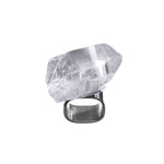 Roxx Quartz Ring by Märta Larsson in polished silver with raw quartz stone. Handcrafted crystal ring with translucent texture and bold design.