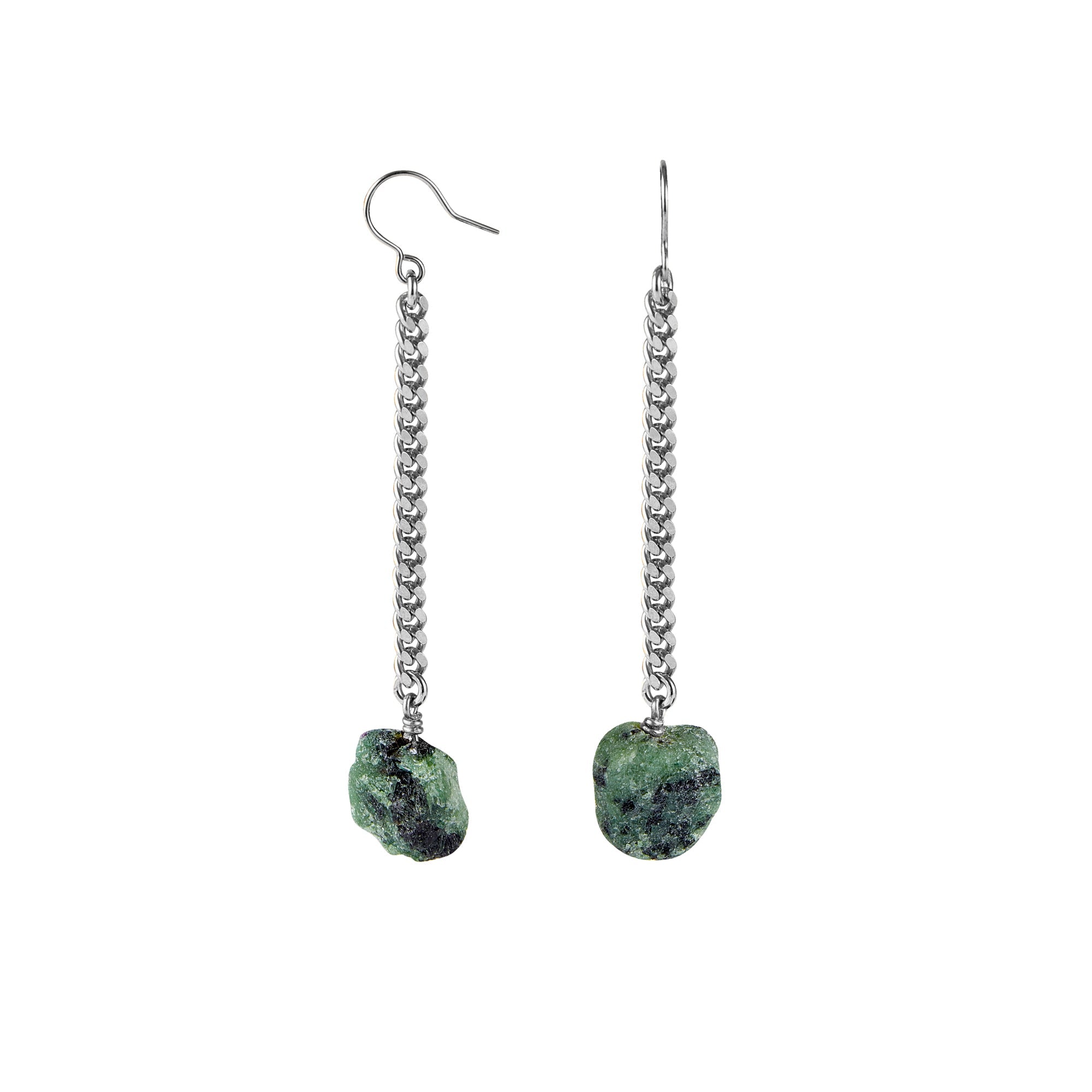 Keep Me Hanging Ruby Zoisite Earrings Silver