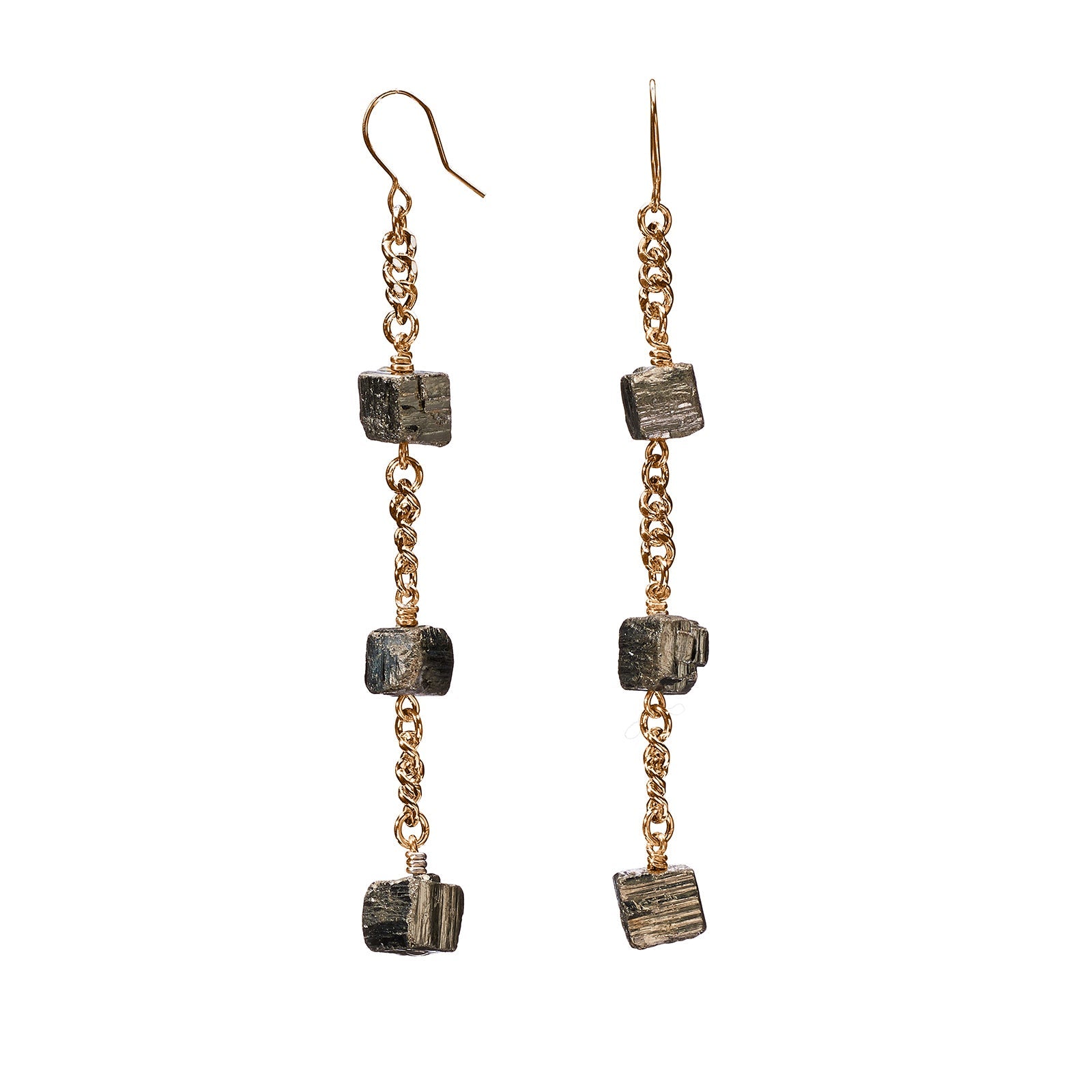 Longing Shiny Pyrite Earrings Gold