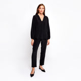Farrah Black Batwing Top