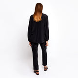 Farrah Black Batwing Top