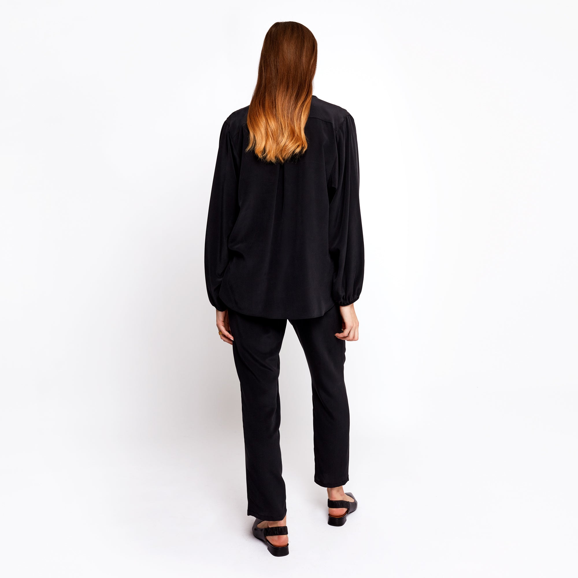 Farrah Black Batwing Top