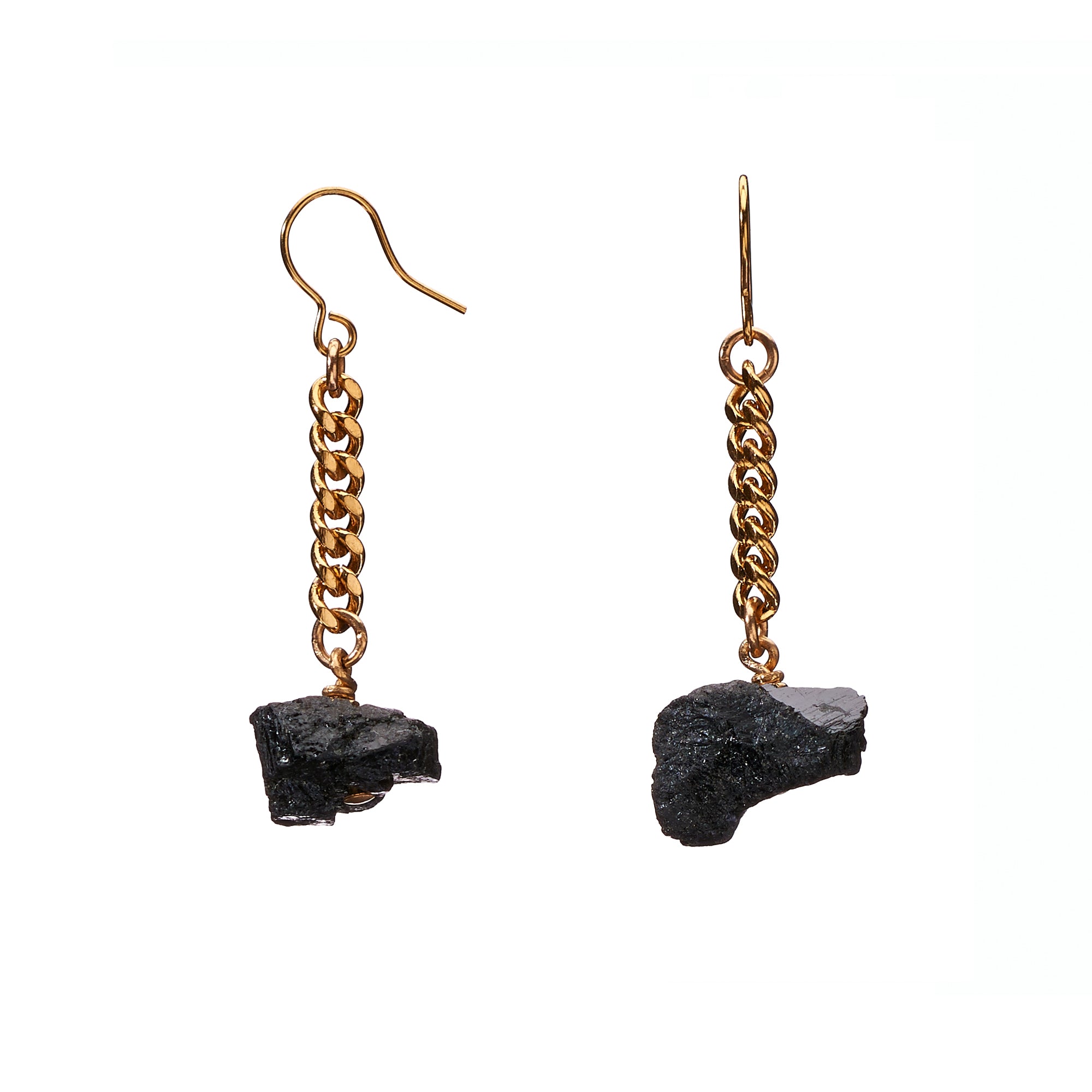 Keep Me Hanging Black Tourmaline Short Earrings