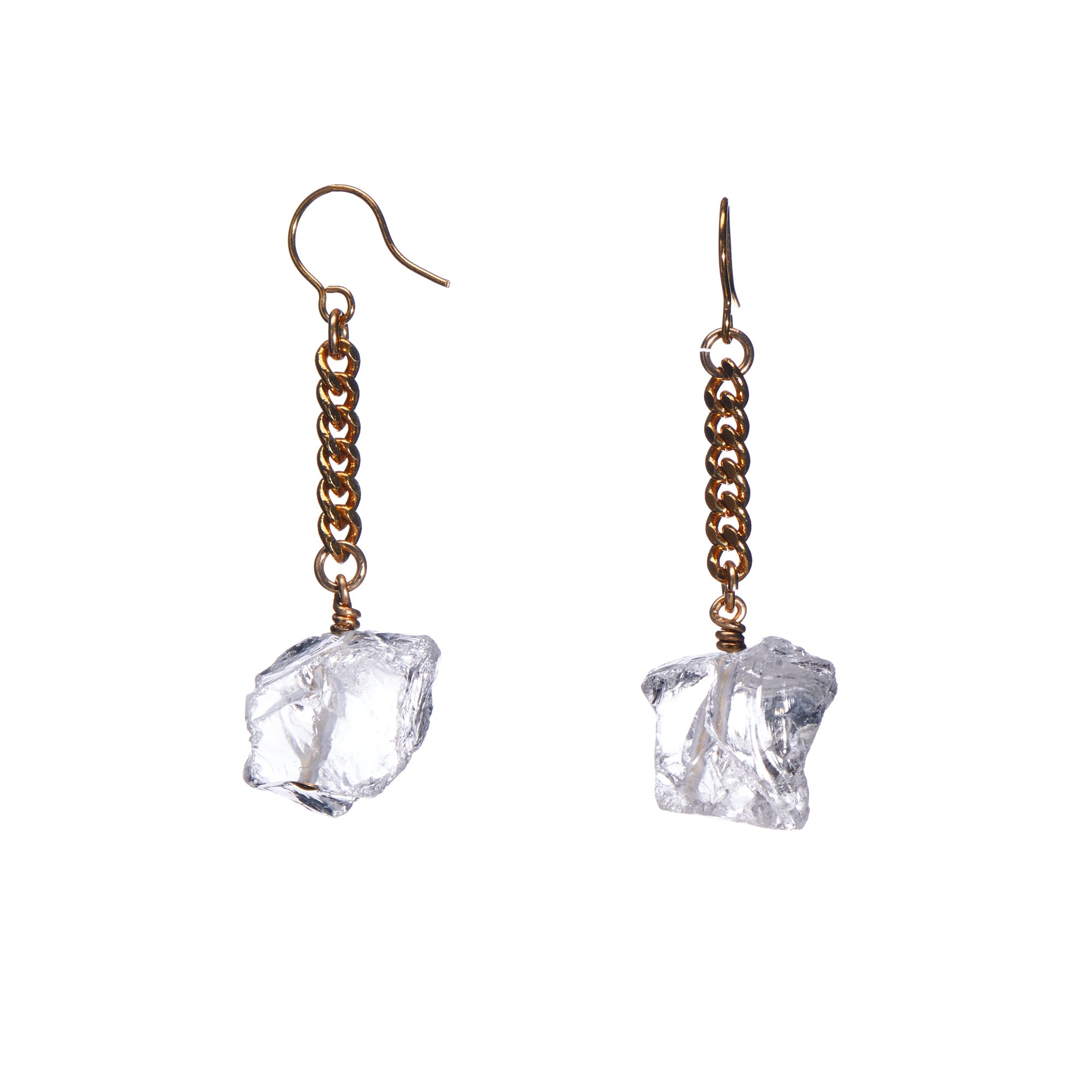 Keep Me Hanging Clear Quartz Short Earrings