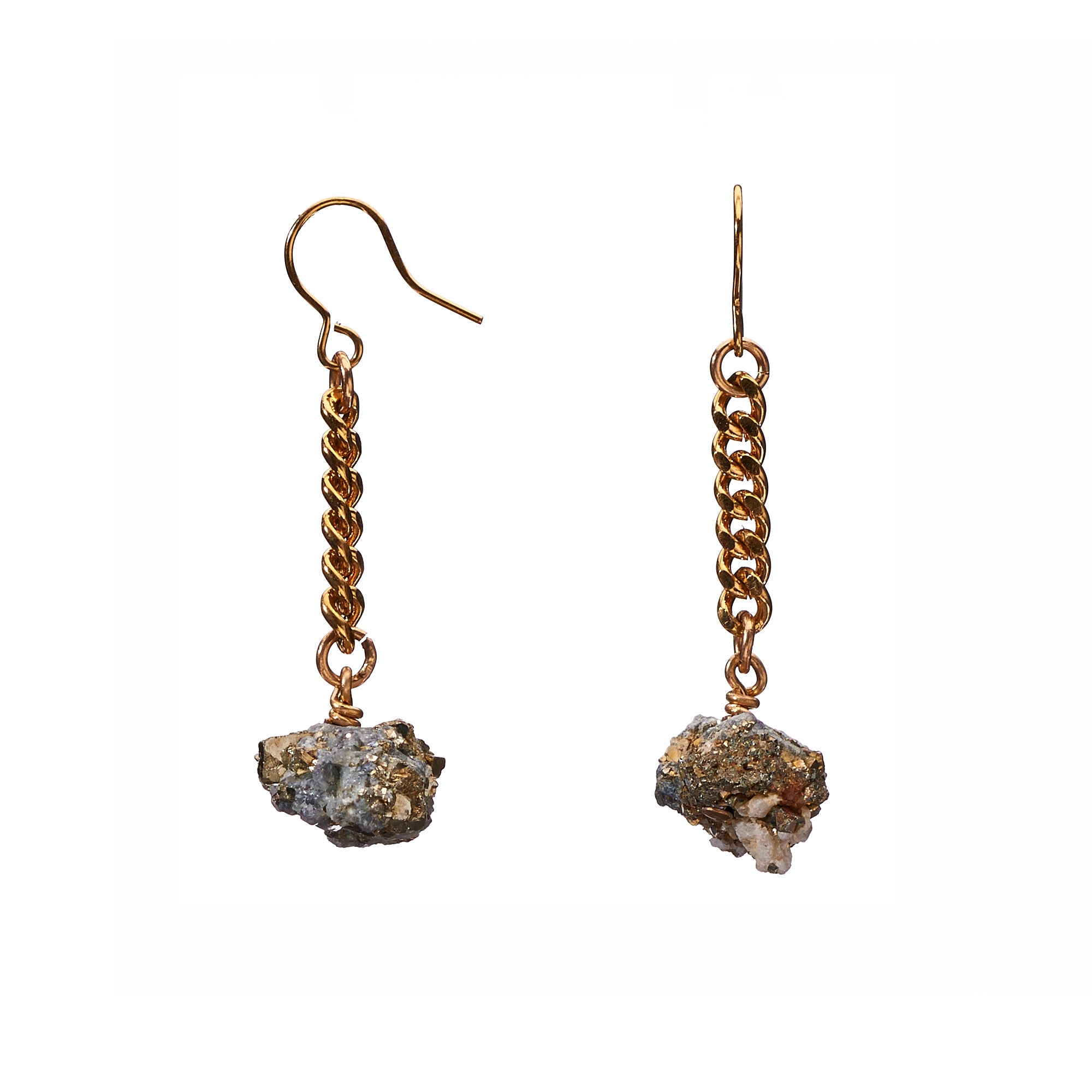 Keep Me Hanging Calcite Pyrite Short Earrings