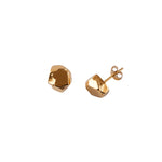 Iggy Stud Earrings Gold Vermeil by Märta Larsson with raw stone texture and polished finish. Minimalist gold stud earrings handcrafted in Stockholm — rebellious, radiant, and refined.