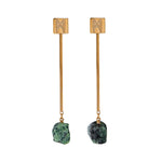 The “M” Convertible Ruby Zoisite Earrings by Märta Larsson with raw ruby zoisite stones and gold vermeil drop bars. Convertible gemstone earrings — bold, handcrafted, and versatile.
