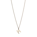 Signature Necklace Brushed Silver by Märta Larsson with M charm on fine silver chain. Brushed silver necklace with modern edge — perfect for layering or solo styling.