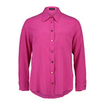 Flat lay of the Boyfriend Silk Shirt by Märta Larsson, displayed against a white background. This relaxed-fit silk shirt offers a modern take on menswear-inspired fashion, ideal for combining with mens luxury jewellery or unique mens jewelry pieces.