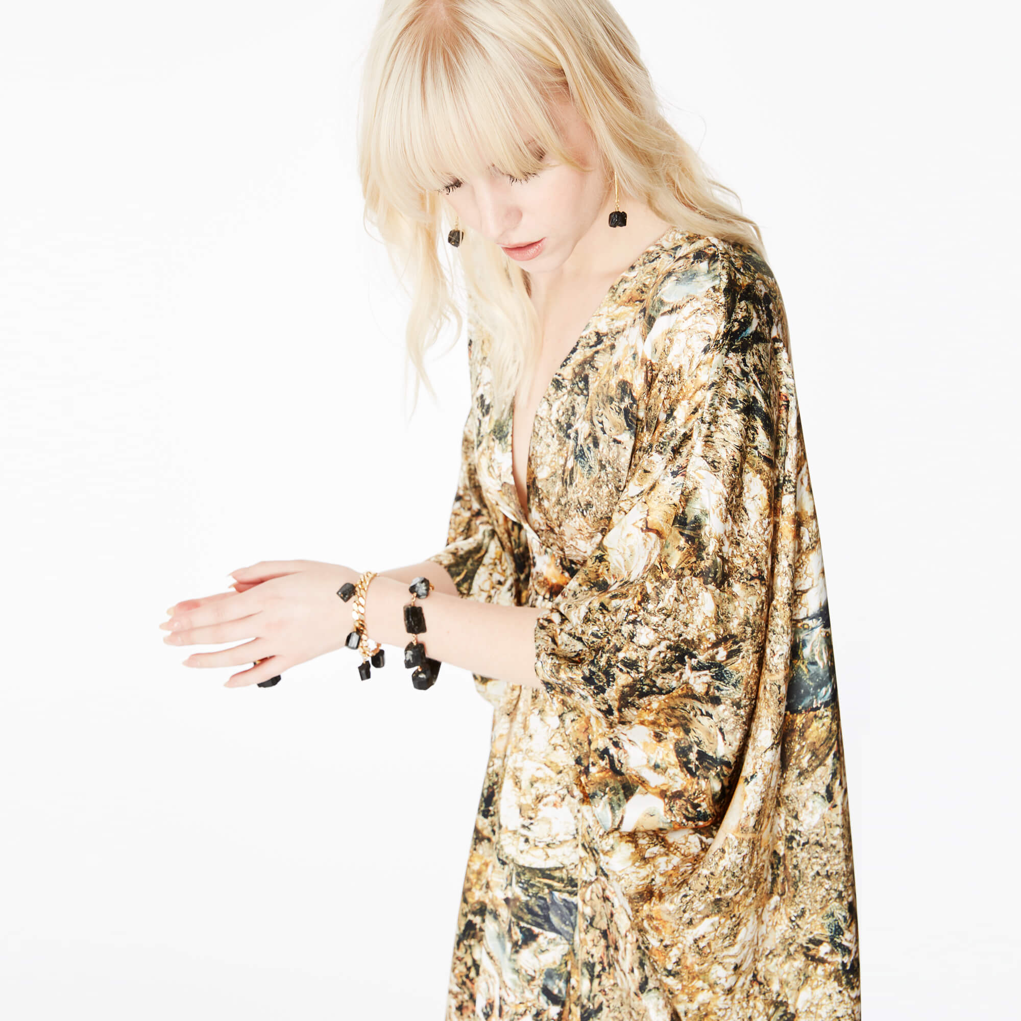 Dunaway Pyrite Metallic Silk Kaftan