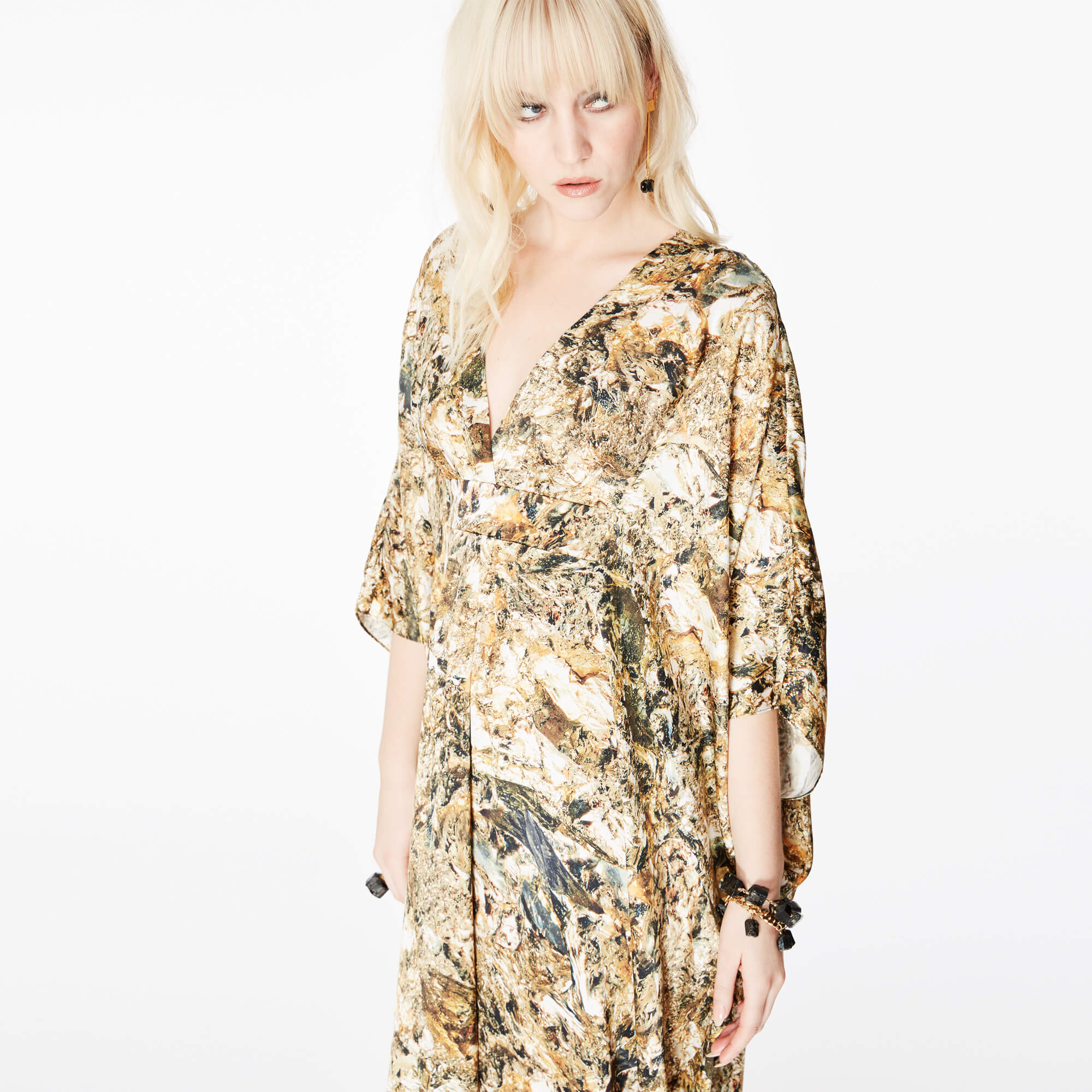 Dunaway Pyrite Metallic Silk Kaftan