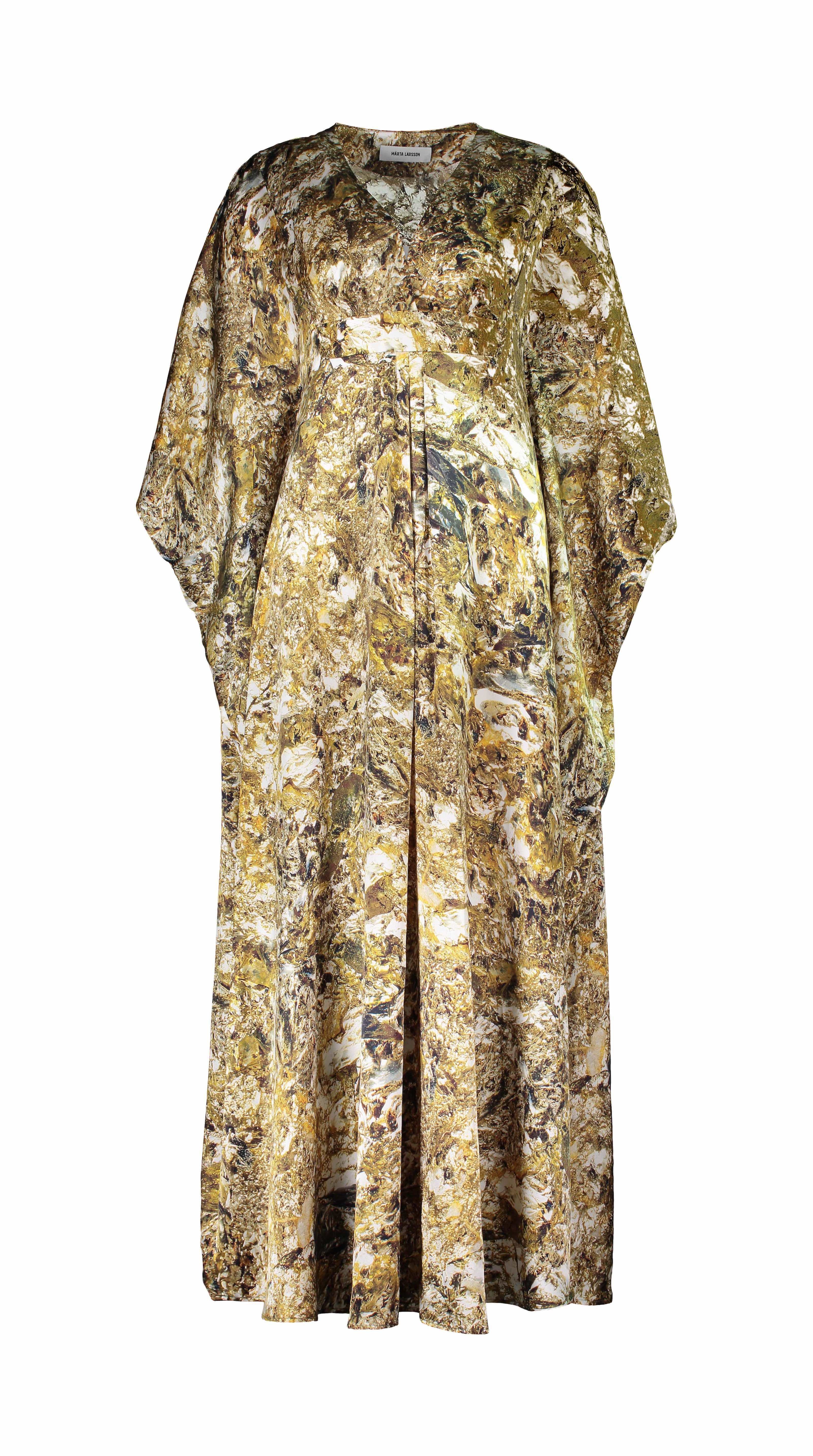 Dunaway Pyrite Metallic Silk Kaftan