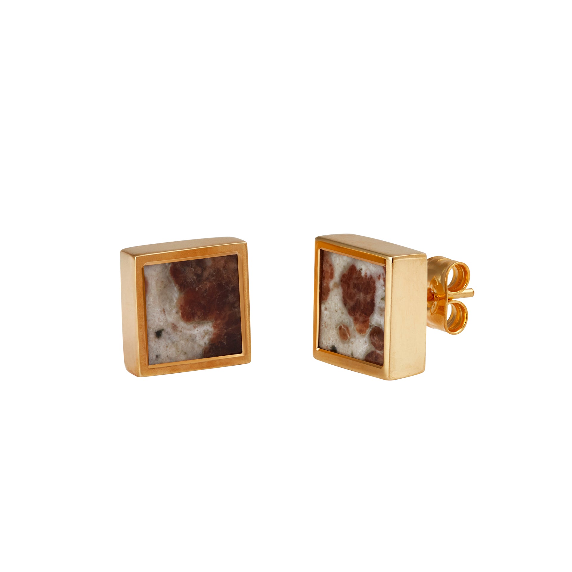 Mondrian Stud Earrings Garnet Limestone