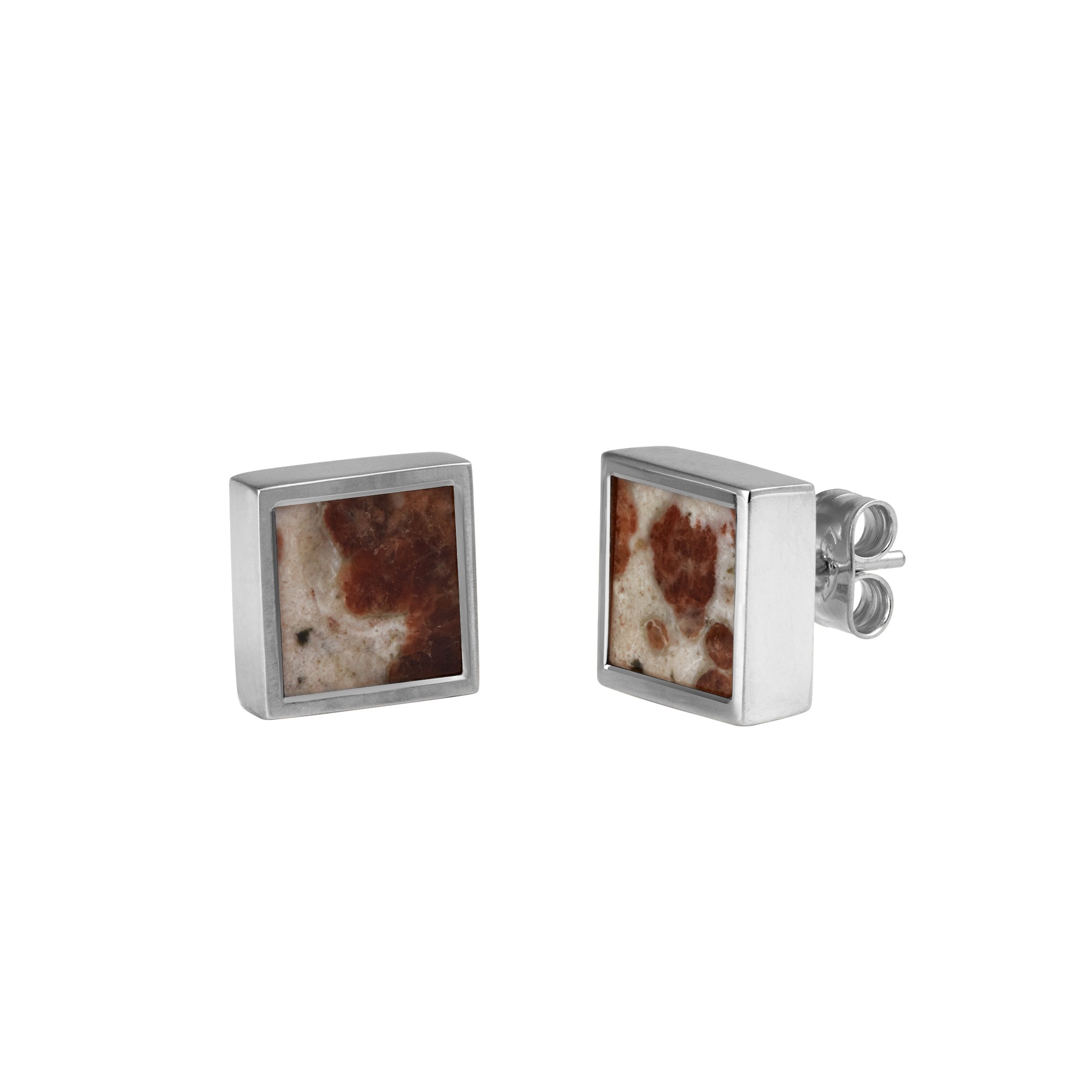 Mondrian Stud Earrings Garnet in Limestone