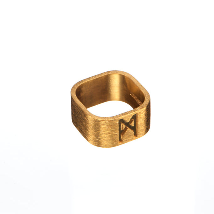 Product image of the Signature Brushed Gold Ring by Märta Larsson in 24 carat brushed gold vermeil on recycled sterling silver with 10 mm wide matte engraved band.